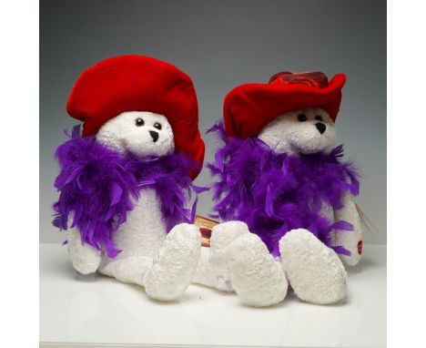 This delightful pair of "Suzie" musical bears by Chantilly Lane captures the lively spirit of the Red Hat Society. Each plush