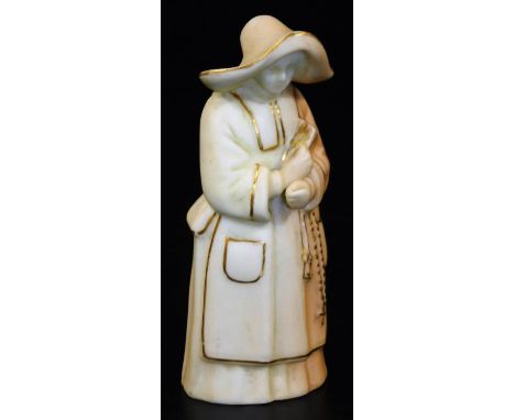 A Royal Worcester blush ivory nun candle snuffer, puce marked, c1890, 10cm H.  There is no apparent damage or restoration upo