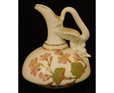 A Royal Worcester blush ivory squat jug, with stylized flower groups, shape code 1048, 1889, 11cm H.  There is no apparent da