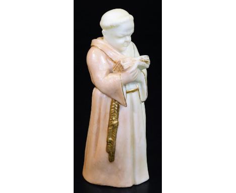 A Royal Worcester friar candle snuffer, green marked, c1895, 13cm H.  There is no apparent damage or restoration upon initial