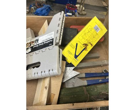 One box of tools, garage clearance items etc
