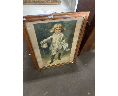 Victorian lithograph print of a child in period dress