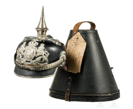 Otto Karl Schirndinger von Schirnding (1892 - 1979) - Helm M 1886 für Offiziere der Pioniere, um 1914  Schwarz lackierte Gloc