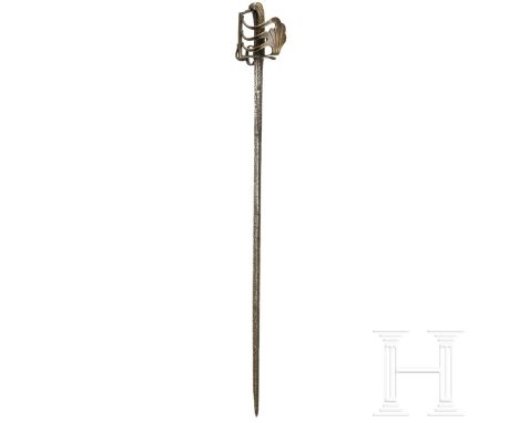 Pallasch M 1729 für Mannschaften der Kavallerie  Gerade, zweischneidige Klinge (narbig) von rautenförmigem Querschnitt, oben 