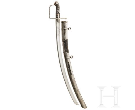 Säbel M 1768 für Korporale der Husaren  Kräftige, breite, elegant geschwungene Rückenklinge mit beidseitiger Hohlbahn und zwe