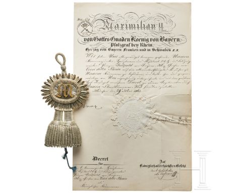 Maximilian Graf Verri della Bosia (1824 - 1909) - Portepee zum Kammerherrenschlüssel und Dokument, datiert 1863  Schön erhalt
