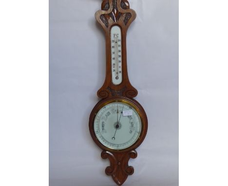 An Edwardian Oak Cased Banjo Barometer, approx 80 cms.