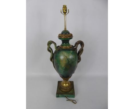 A Contemporary Marble Effect Serpent Lamp Base, approx 79 cms high.
