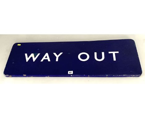 British Railways Eastern Region stove enamel sign 'Way Out', 36" long x 12"wide