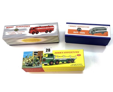 3 boxed Replica Supertoys - 935 Leyland Octopus Flat Truck, 943 Leyland Octopus Tanker - Esso and 514 Guy Van