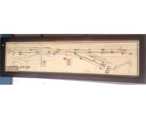 Light up Railway glass fronted signal box diagram 'Holbeck Junction', 77" long x 23"high