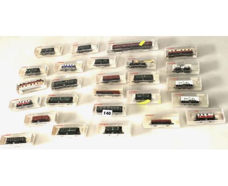 26 cased Fleischmann N gauge trains