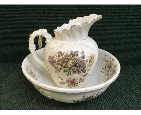 A floral toilet jug and basin 