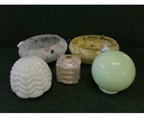 A box of five glass Art Deco light shades