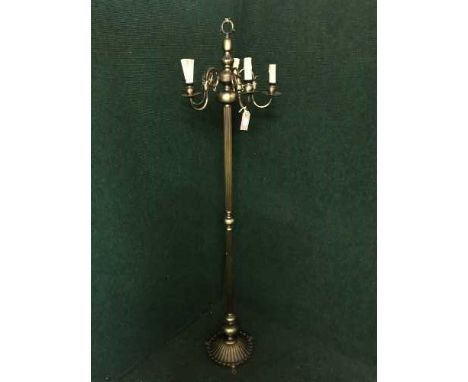 A continental brass five-way standard lamp