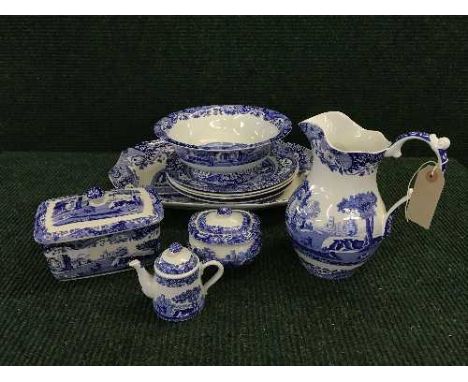 A quantity of Spode blue and white Italian ware 