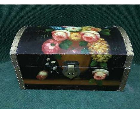 A hand painted domed top trunk 