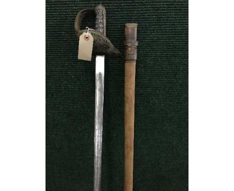 An 1897 pattern infantry officer's sword, leather scabbard a/f