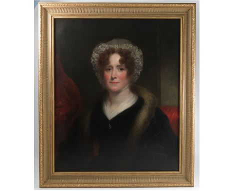 A 19th century English School, oil on canvas, portrait of Mary Staniforth nee Littleworth, 29ins x 24ins, together with famil