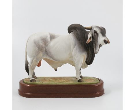 A Royal Worcester model, Brahman Bull, modelled by Doris Lindner, on plinth but NO certificate   Condition report:  Good cond