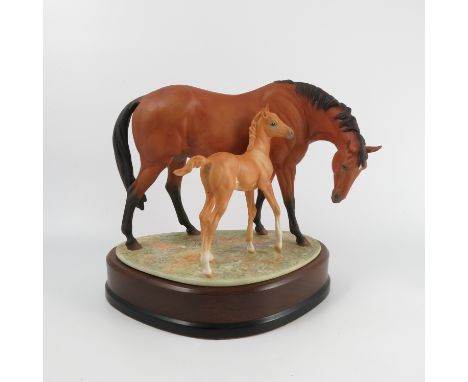 A Royal Worcester limited edition model, Prince's Grace and foal, modelled by Doris Lindner, with plinth and certificate   Co