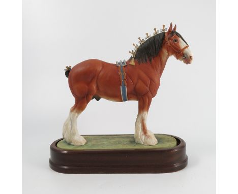 A Royal Worcester limited edition model, Clydesdale Stallion, modelled by Doris Lindner, with plinth and certificate   Condit