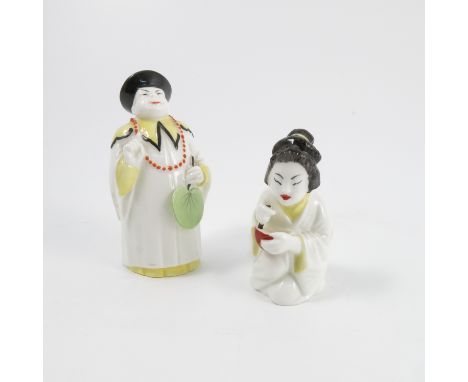 Two Royal Worcester candle snuffers, Mandarin, dated 1977 and Japanese Girl, dated 1977   Condition report:  Both in good con