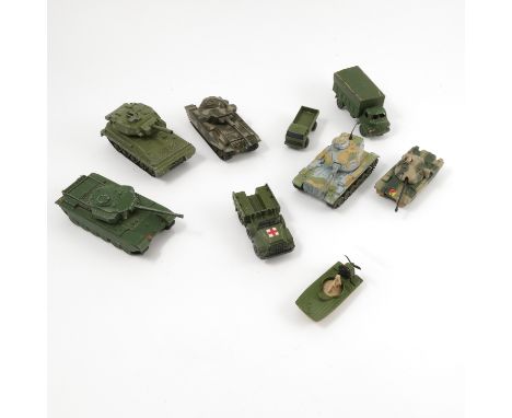 A collection of Corgi, Dinky, Super Toys and Matchbox diecast military vehicles, to include Thornycroft Mighty Antar Tank tra