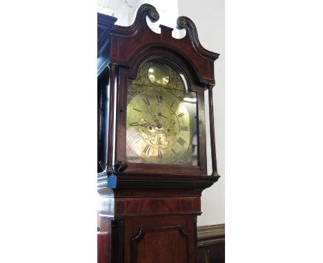 A 19th century long case clock, having a brass dome topped dial, with second hand sweep and date aperture   Condition report: