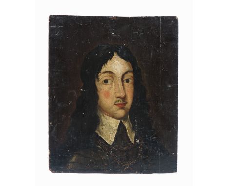 A 17th Century style, portrait of a gentleman, oil on panel, 12ins x 9.75ins