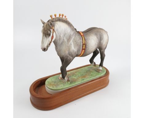 A Royal Worcester limited edition model, Percheron Stallion, modelled by Doris Lindner, on plinth base   Condition report:  P