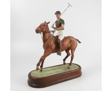 A Royal Worcester limited edition model, Prince Phillip on Polo Pony, modelled by Doris Lindner, with plinth base   Condition