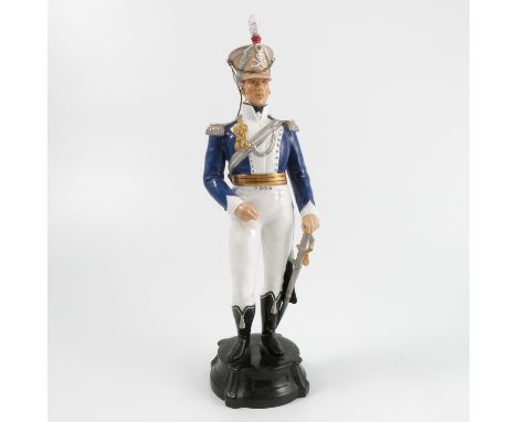 A Royal Worcester model, Officer 17th Light Dragoon Guards 1814, modelled by Frederick Gertner, shape 2677, height 13ins   Co