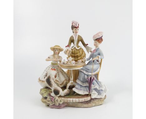 A Royal Worcester model, from the Victorian Figures series, Tea Party, boxed with certificate   Condition report:  Good condi