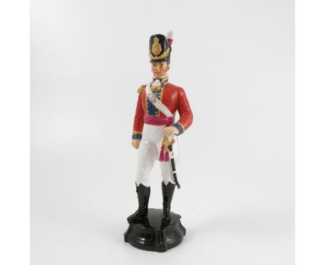 A Royal Worcester model, Officer Coldstream Guards 1815, modelled by Frederick Gertner, shape 3675   Condition report:  Shako