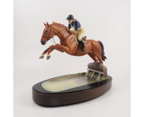 A Royal Worcester limited edition model, H.R.H The Princess Anne on Doublet, modelled by Doris Lindner, with plinth and certi