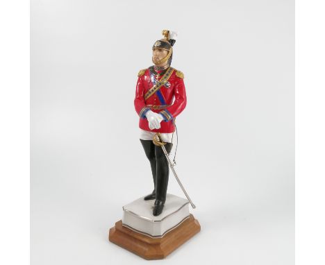 A Royal Worcester model, Colonel of Noble Guard, modelled by Neal French, with plinth    Condition report:  Sword should be g