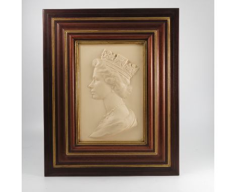 A Royal Worcester framed portrait plaque, Portrait of Her Majesty Queen Elizabeth II, modelled by Arnold Machin, plaque exclu