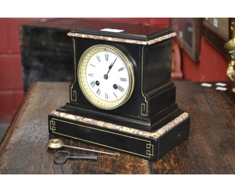 A Belgian Slate, Bell-striking Mantel clock.