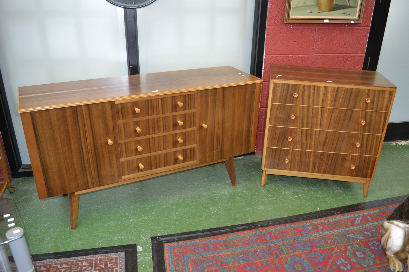A Retro Morris Of Glasgow Zebra Wood Sideboard Four Drawers