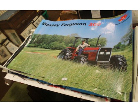 A QUANTITY OF TRACTOR POSTERS TO INCLUDE MASSEY FERGUSON 300