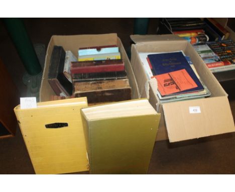 TWO BOXES OF BOOKS AND MAGAZINES TO INCLUDE EASTWOODS CATALOGUE 1962 of building materials, architectural furniture etc toget