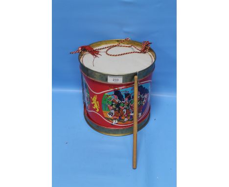 A CHAD VALLEY 1049 DRUM WITH DRUMSTICK IN ORIGINAL BOX