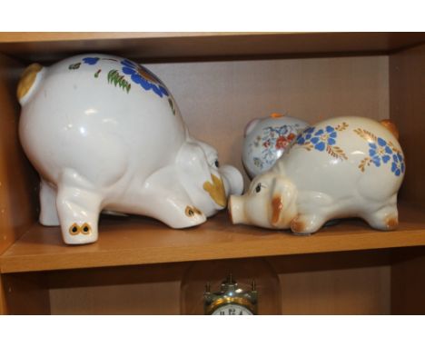 THREE CERAMIC PIGGY BANKS