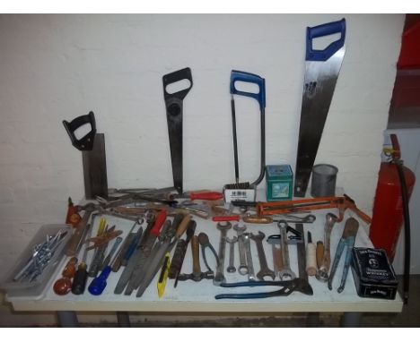 A BOX OF ASSORTED HAND TOOLS