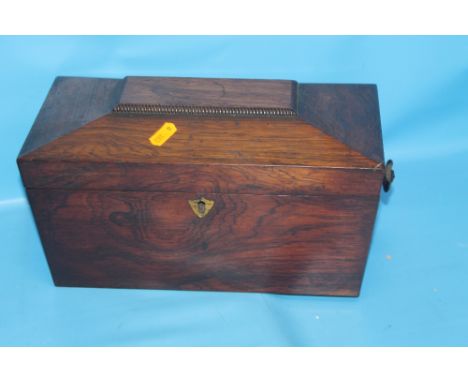 A COFFIN SHAPED TEA CADDY