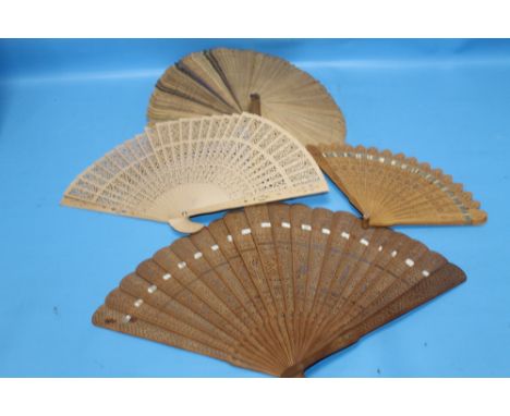 A COLLECTION OF VINTAGE FRET WORK FANS