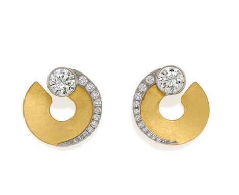 DIAMANT-OHRSTECKER. Herkunft: Deutschland. Datierung: Um 1990. Material: 750/- Gelbgold, Punze. Gesamtgewicht: ca. 10,5 g. Ma