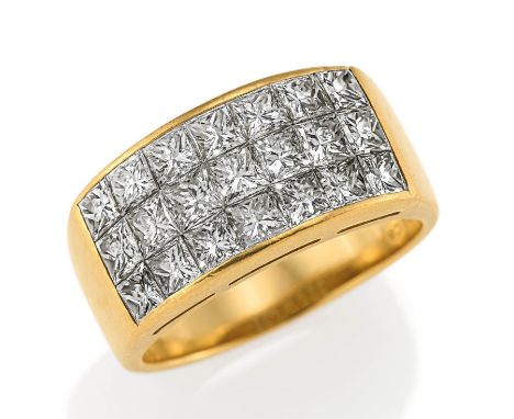 BUCHERERDiamant-Ring. Herkunft: Schweiz. Datierung: 1994. Material: 750/- Gelbgold, Punze. Gesamtgewicht: ca. 10,5 g. EU-RM: 