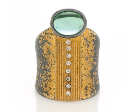 ZOBEL, MICHAEL1942 Tanger (Marokko)Turmalin-Diamant-Ring. Herkunft: Deutschland, Konstanz. Datierung: 2015. Material: Silber,